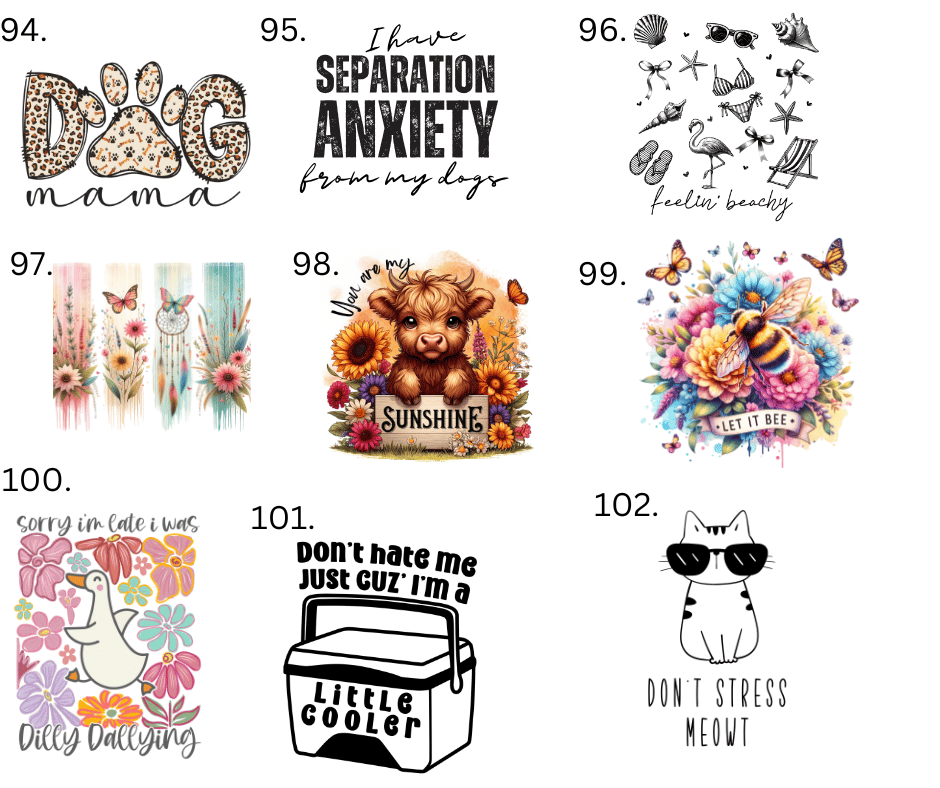 Sublimation Designs (Vintage Style prints)