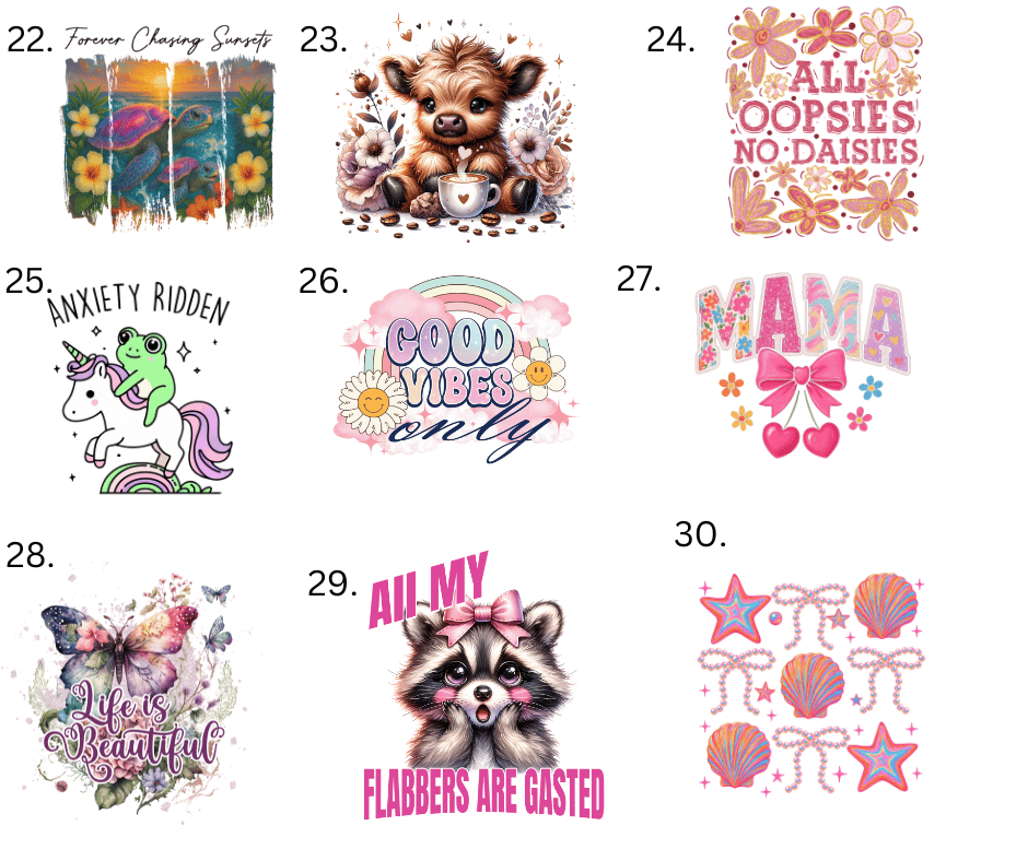 Sublimation Designs (Vintage Style prints)