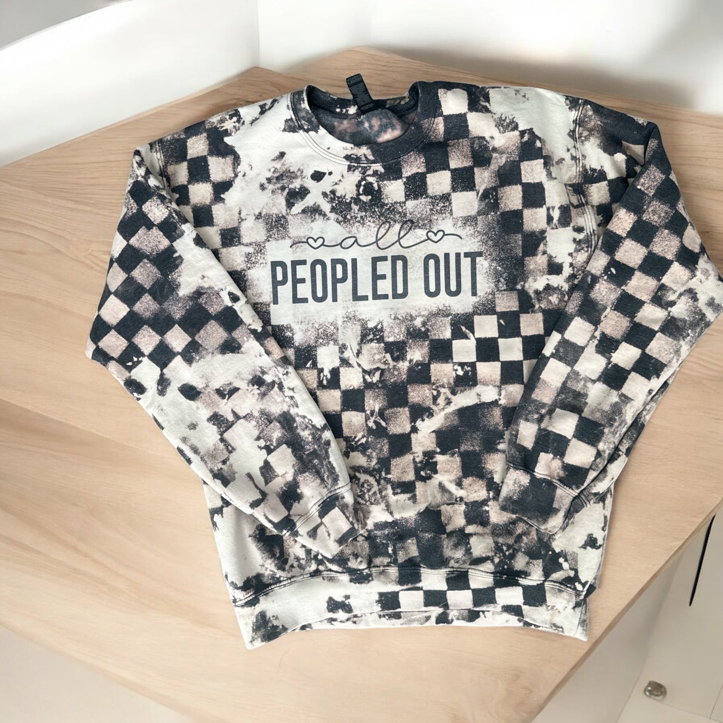 All Peopled Out Checker Sweatshirt