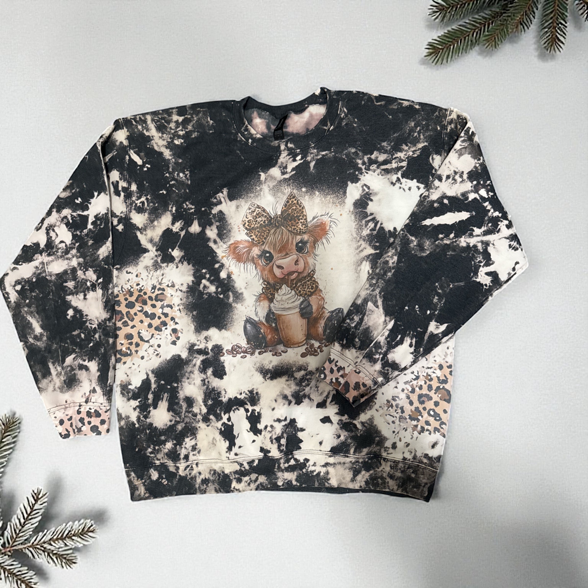 Leopard Bow Cow With Side Accents