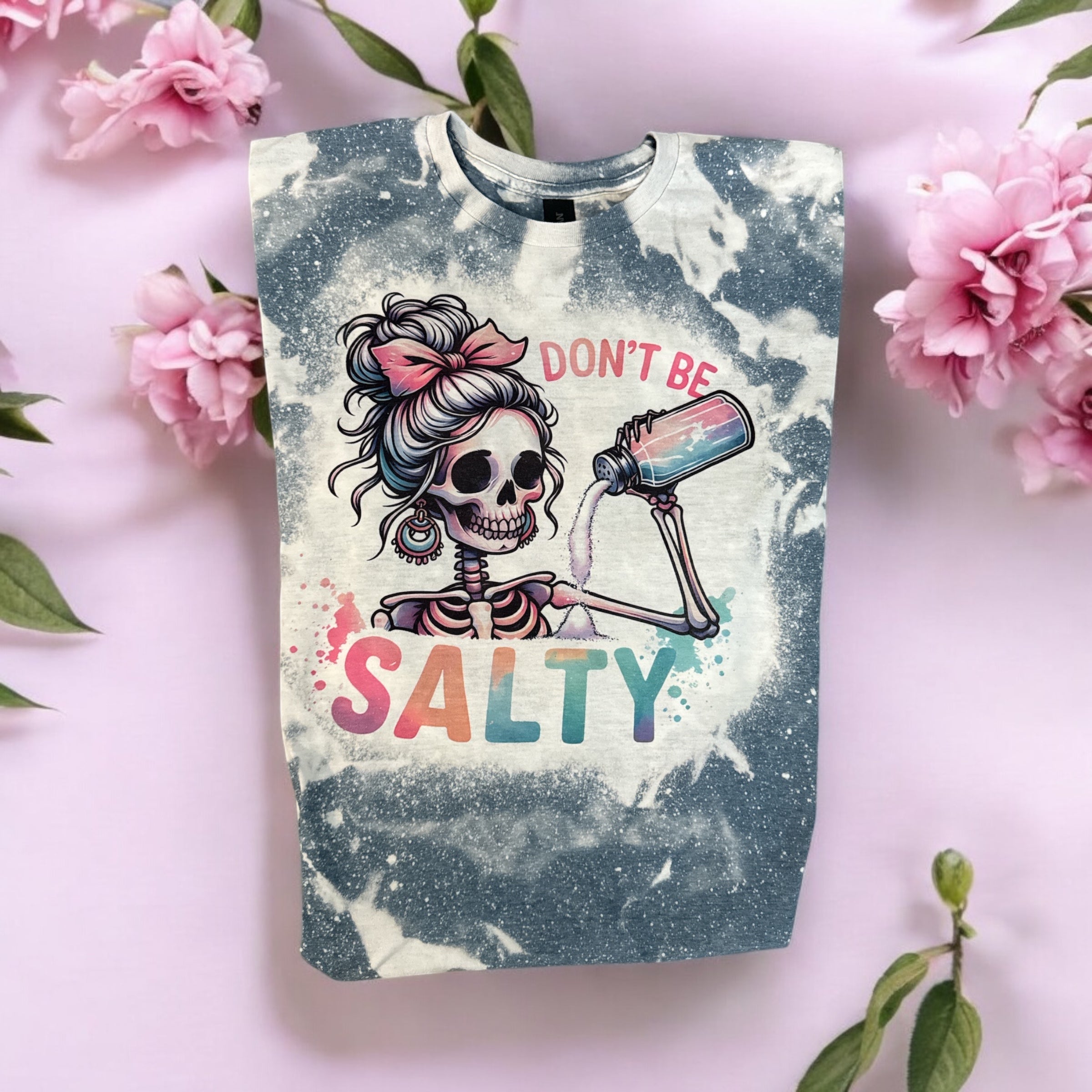 Don’t Be Salty Skull Bleached T Shirt