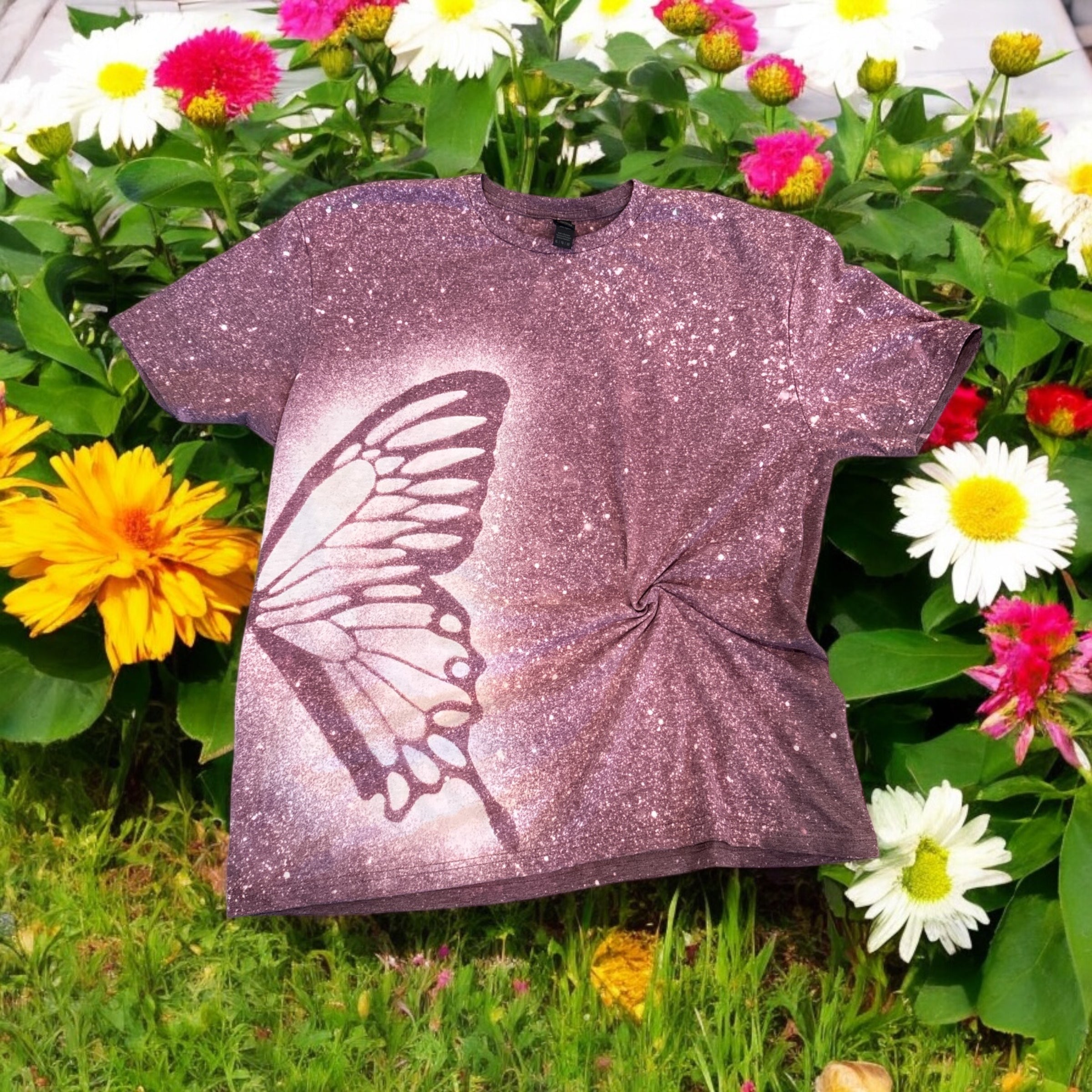 Butterfly Stencil Bleached T Shirt