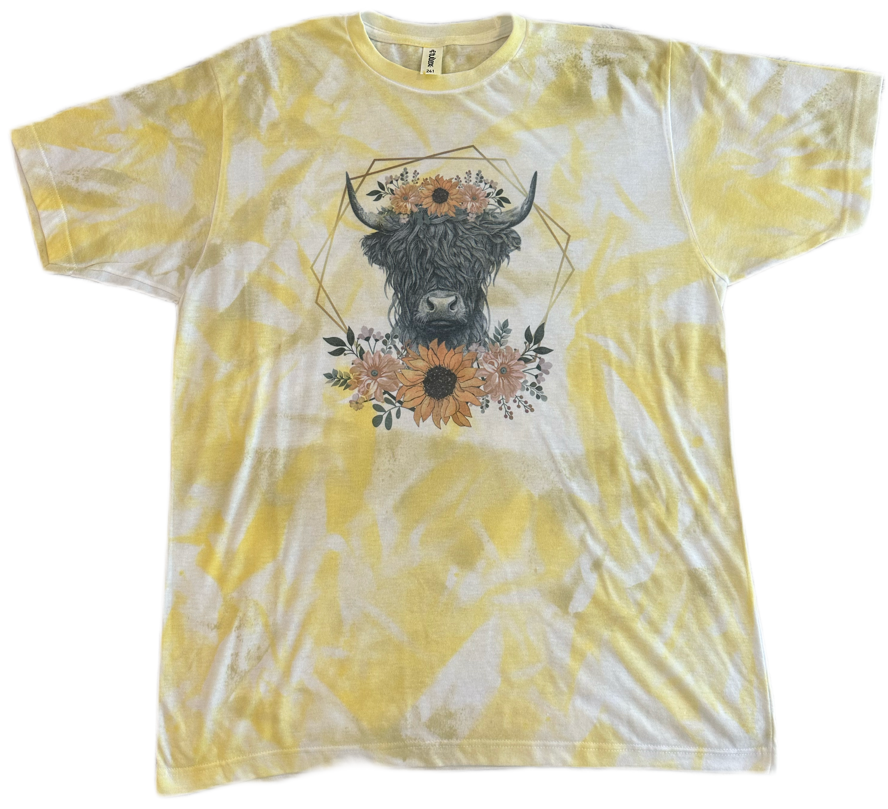 Floral Highland Cow Tie Dye Tee