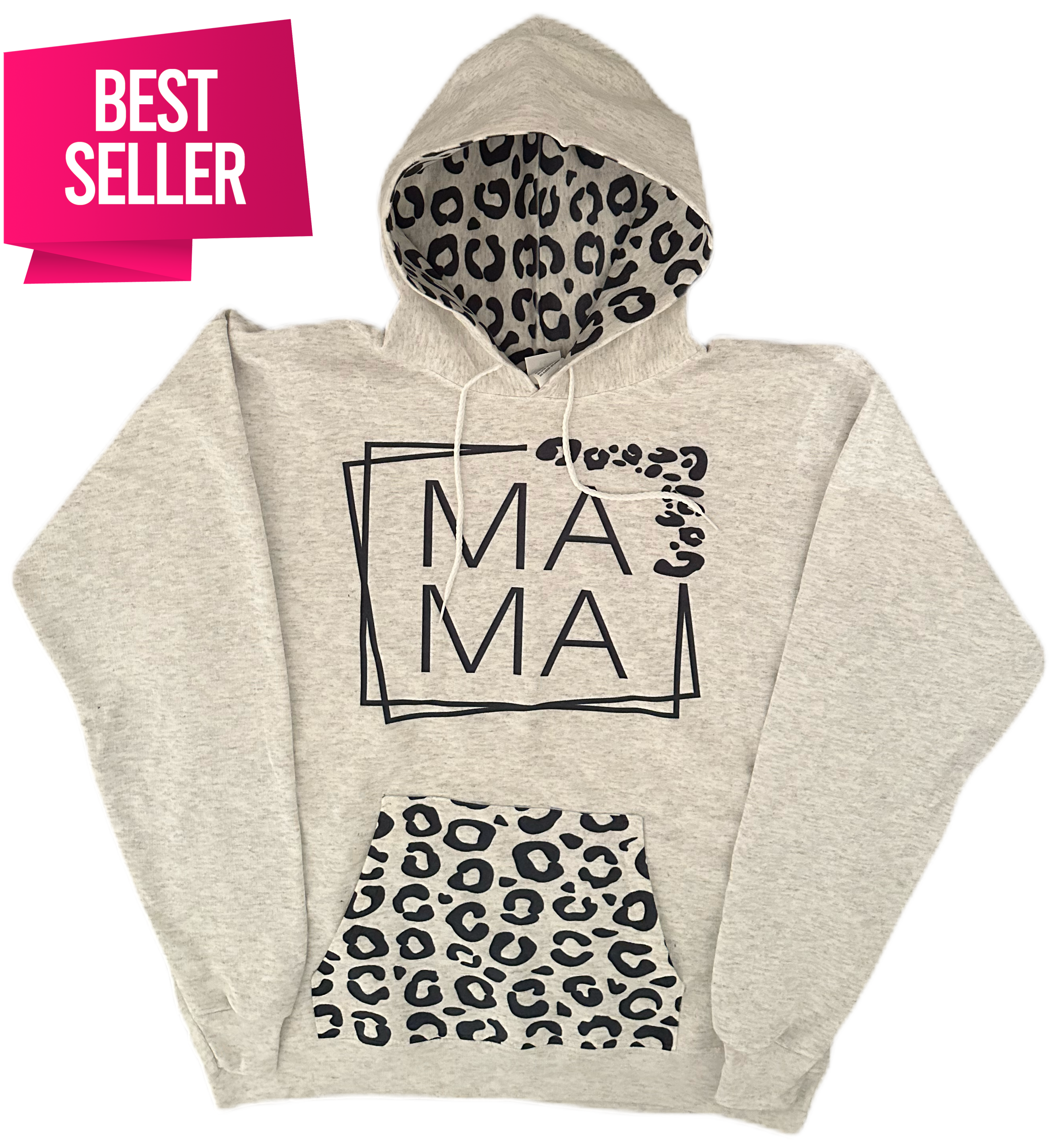 Mama Black Leopard Print Hooded Sweatshirt