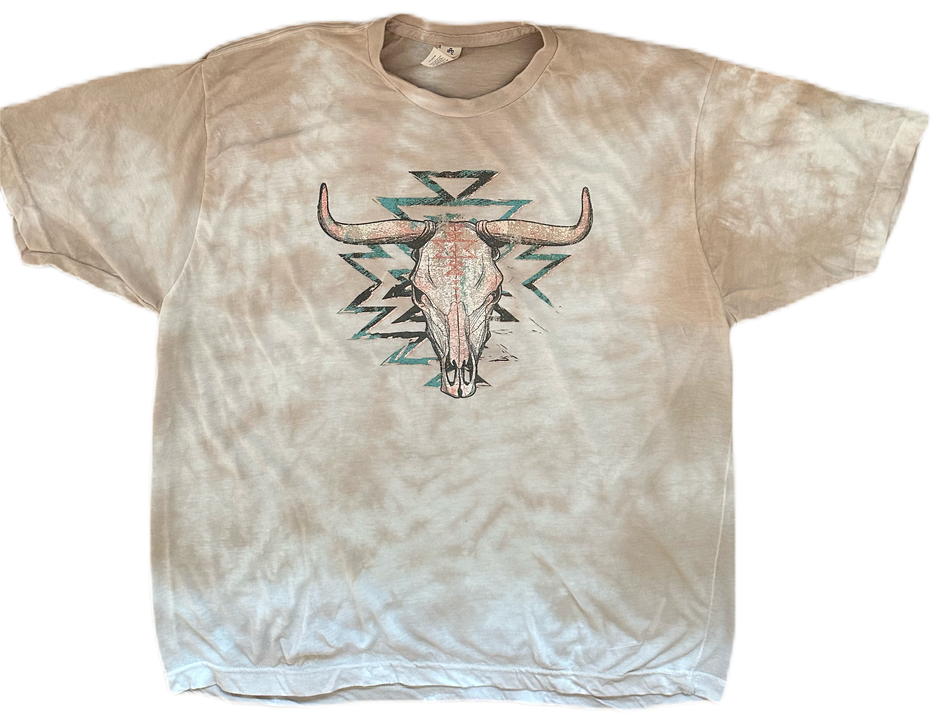 Aztec Bull Skull Tie Dye Tee